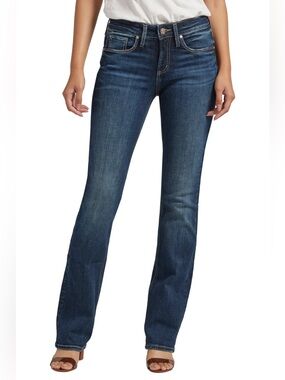 SILVER JEANS Womens Suki Slim Bootcut W25-L31 Mid Rise Stretch Jeans Curvy Fit